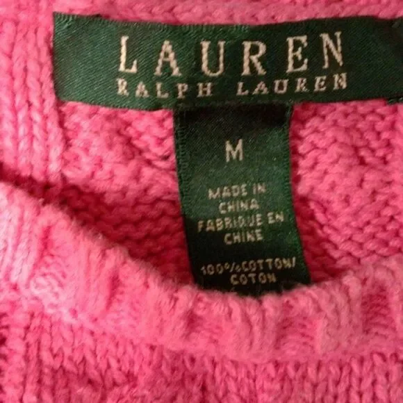 Lauren Ralph Lauren M pink sweater, 100% cotton. Machine washable. - Picture 5 of 6